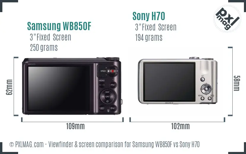 Samsung WB850F vs Sony H70 Screen and Viewfinder comparison Samsung WB850F vs Sony H70 Screen and Viewfinder comparison