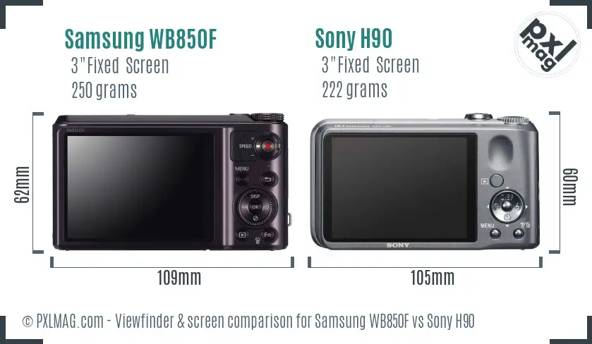 Samsung WB850F vs Sony H90 Screen and Viewfinder comparison