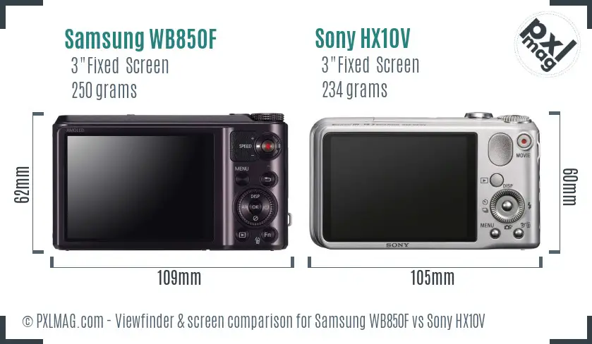 Samsung WB850F vs Sony HX10V Screen and Viewfinder comparison