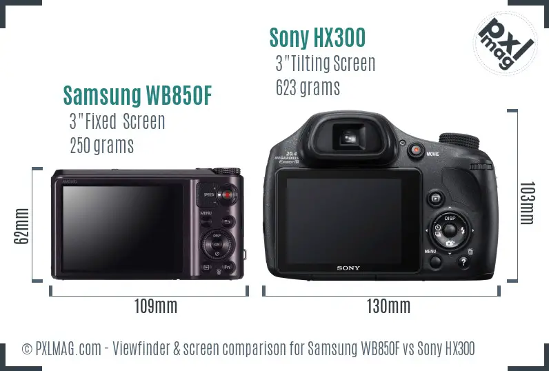 Samsung WB850F vs Sony HX300 Screen and Viewfinder comparison