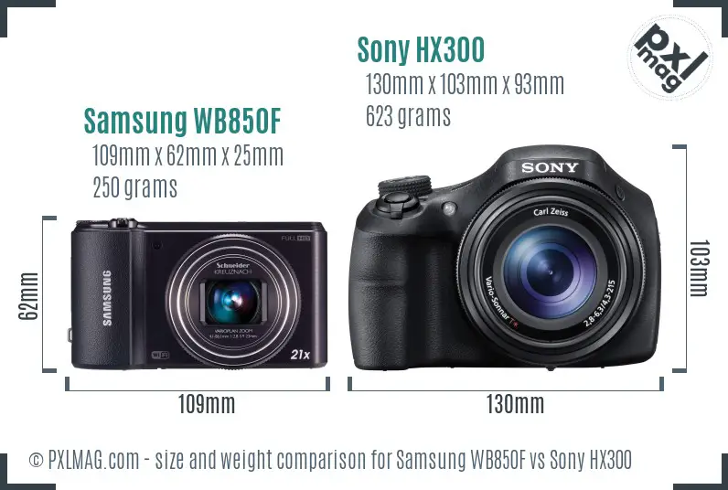 Samsung WB850F vs Sony HX300 size comparison