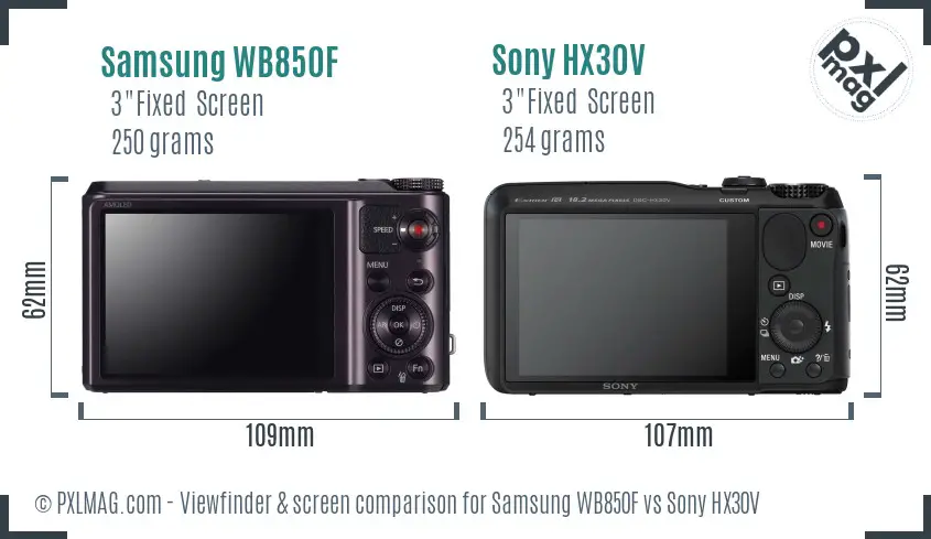 Samsung WB850F vs Sony HX30V Screen and Viewfinder comparison Samsung WB850F vs Sony HX30V Screen and Viewfinder comparison