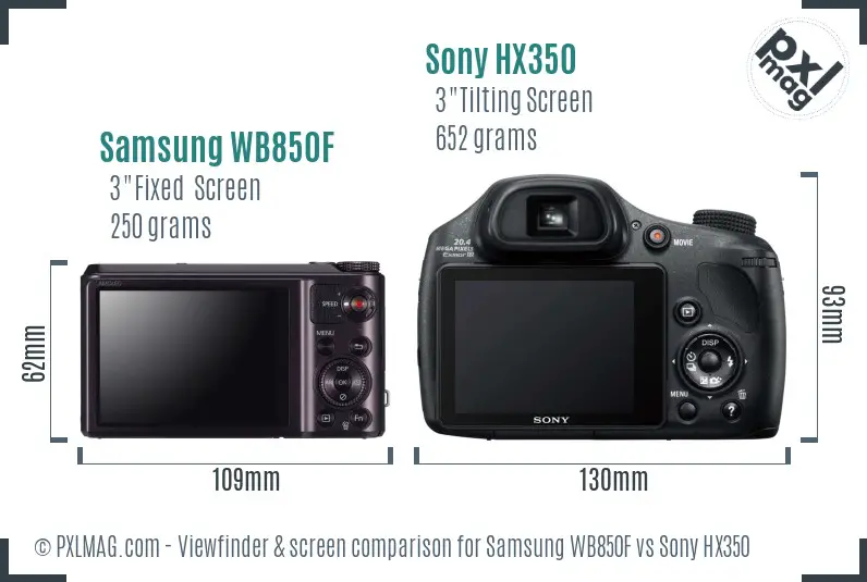Samsung WB850F vs Sony HX350 Screen and Viewfinder comparison