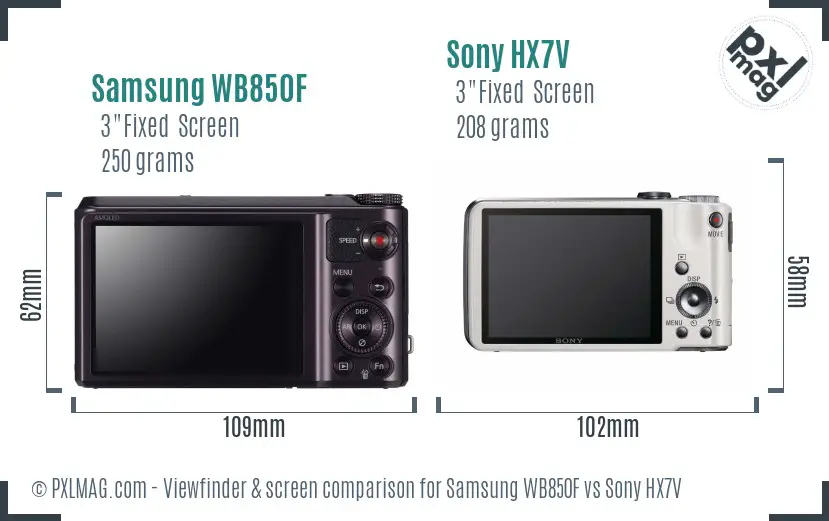 Samsung WB850F vs Sony HX7V Screen and Viewfinder comparison