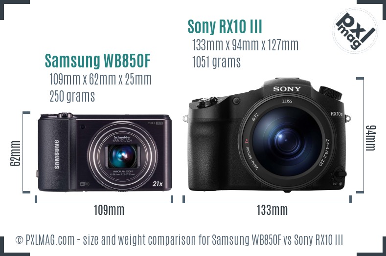 Samsung WB850F vs Sony RX10 III size comparison Samsung WB850F vs Sony RX10 III size comparison