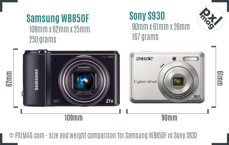Samsung WB850F vs Sony S930 size comparison