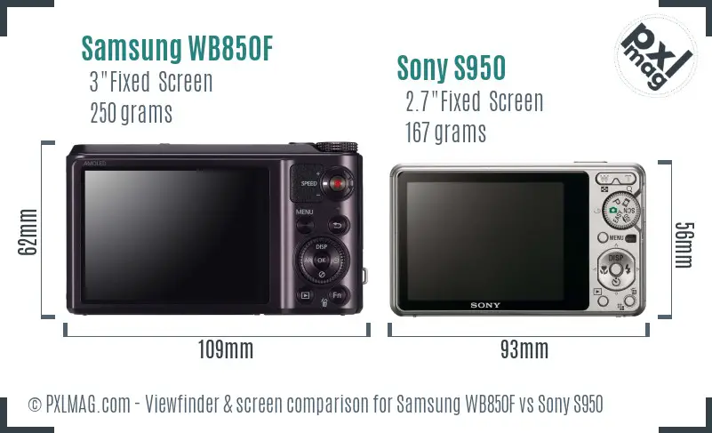 Samsung WB850F vs Sony S950 Screen and Viewfinder comparison