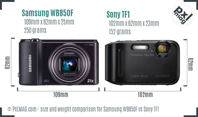 Samsung WB850F vs Sony TF1 size comparison