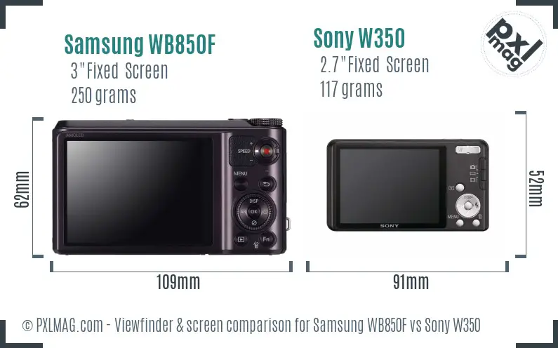 Samsung WB850F vs Sony W350 Screen and Viewfinder comparison