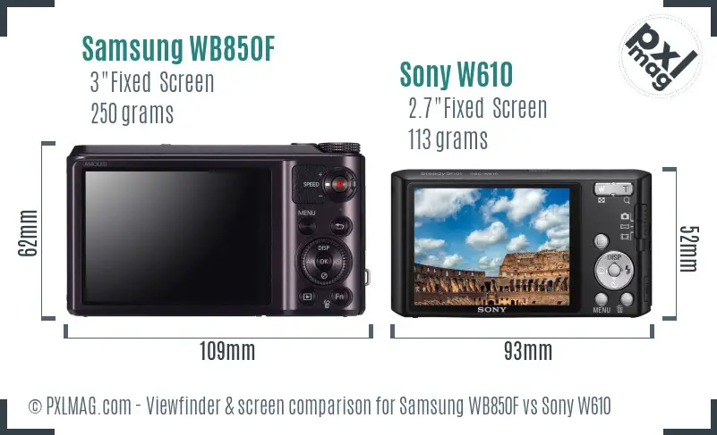 Samsung WB850F vs Sony W610 Screen and Viewfinder comparison Samsung WB850F vs Sony W610 Screen and Viewfinder comparison