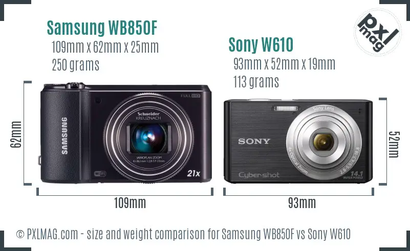 Samsung WB850F vs Sony W610 size comparison Samsung WB850F vs Sony W610 size comparison