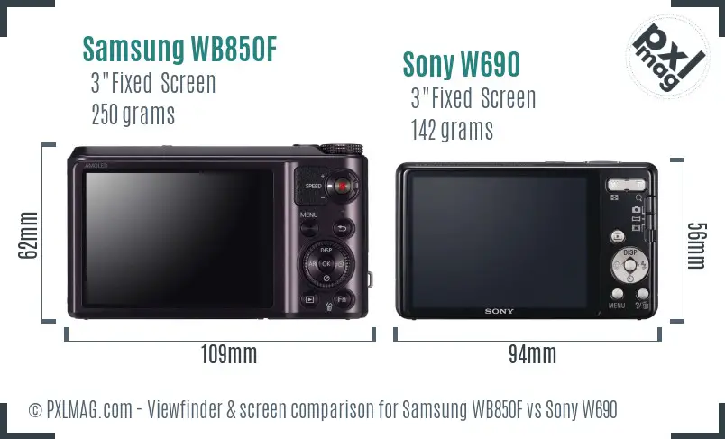 Samsung WB850F vs Sony W690 Screen and Viewfinder comparison