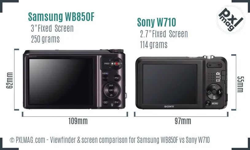 Samsung WB850F vs Sony W710 Screen and Viewfinder comparison