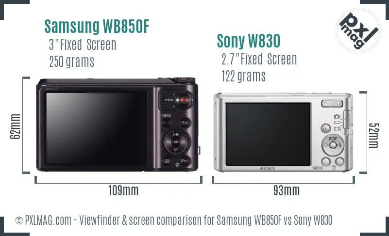 Samsung WB850F vs Sony W830 Screen and Viewfinder comparison Samsung WB850F vs Sony W830 Screen and Viewfinder comparison