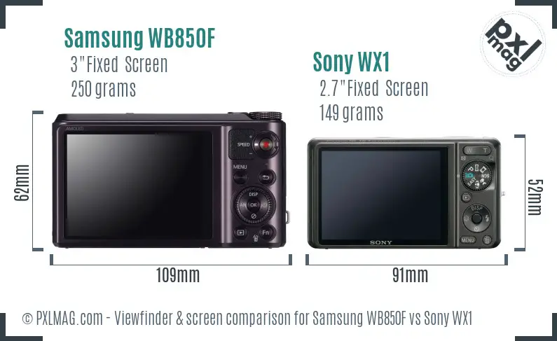 Samsung WB850F vs Sony WX1 Screen and Viewfinder comparison Samsung WB850F vs Sony WX1 Screen and Viewfinder comparison