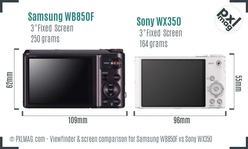Samsung WB850F vs Sony WX350 Screen and Viewfinder comparison Samsung WB850F vs Sony WX350 Screen and Viewfinder comparison