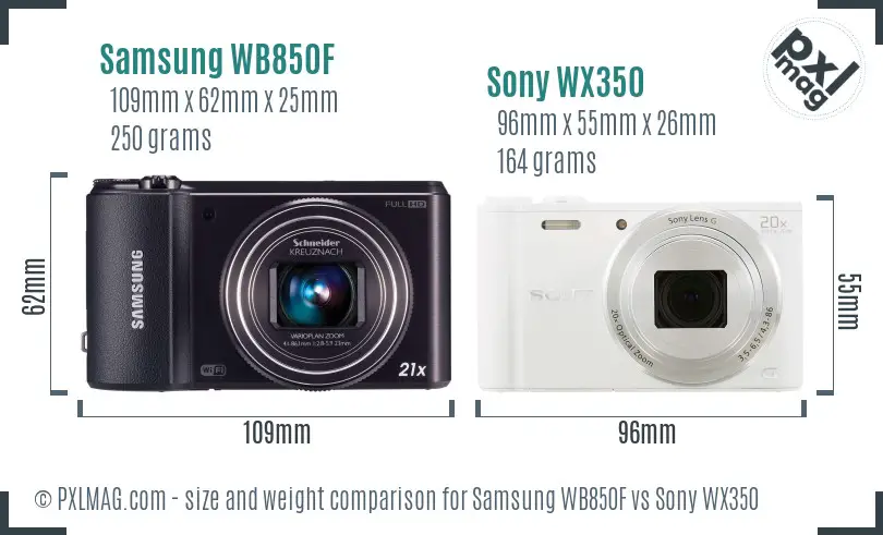 Samsung WB850F vs Sony WX350 size comparison Samsung WB850F vs Sony WX350 size comparison