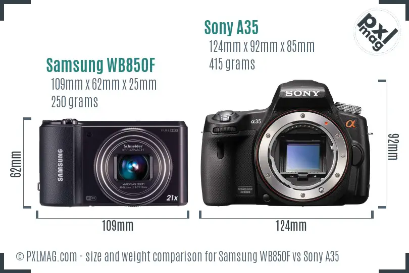 Samsung WB850F vs Sony A35 size comparison