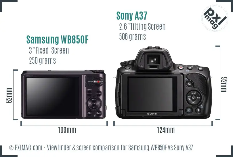 Samsung WB850F vs Sony A37 Screen and Viewfinder comparison