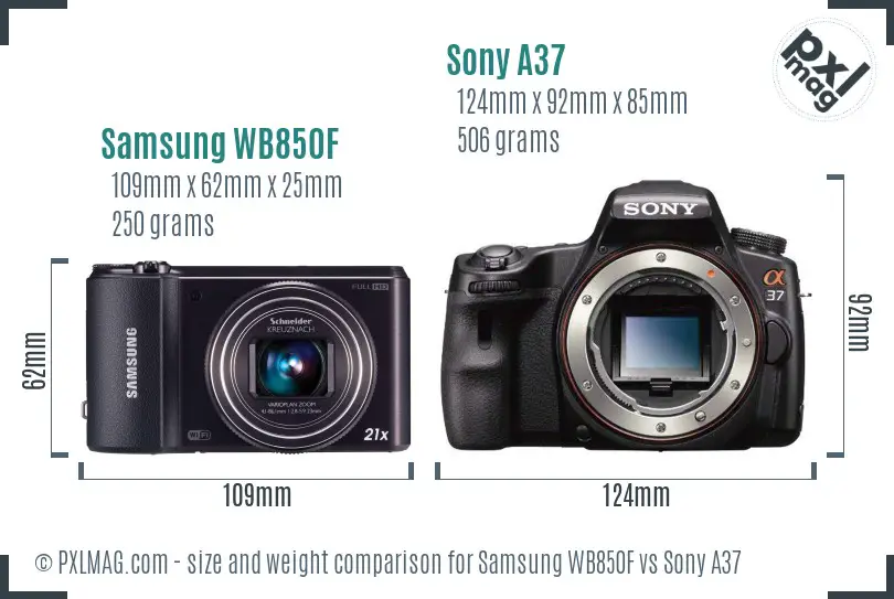 Samsung WB850F vs Sony A37 size comparison