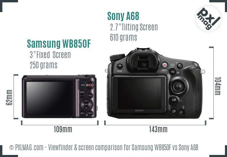 Samsung WB850F vs Sony A68 Screen and Viewfinder comparison