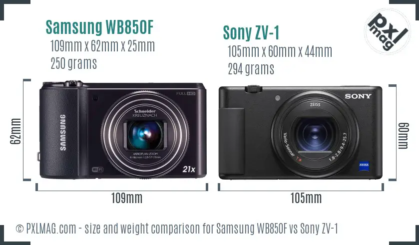 Samsung WB850F vs Sony ZV-1 size comparison Samsung WB850F vs Sony ZV-1 size comparison