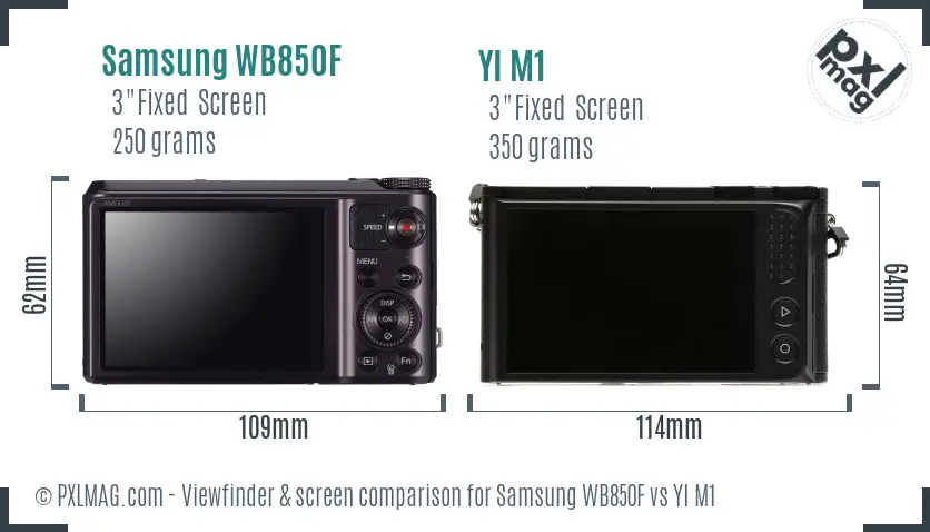 Samsung WB850F vs YI M1 Screen and Viewfinder comparison