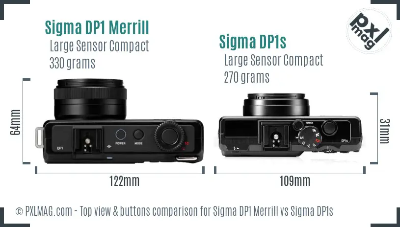 Sigma DP1 Merrill vs Sigma DP1s top view buttons comparison