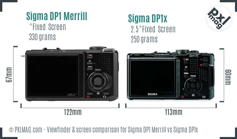Sigma DP1 Merrill vs Sigma DP1x Screen and Viewfinder comparison