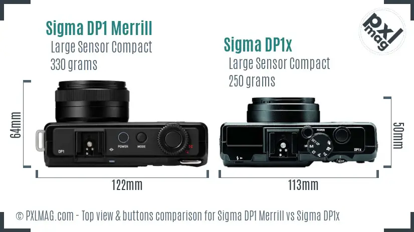 Sigma DP1 Merrill vs Sigma DP1x top view buttons comparison