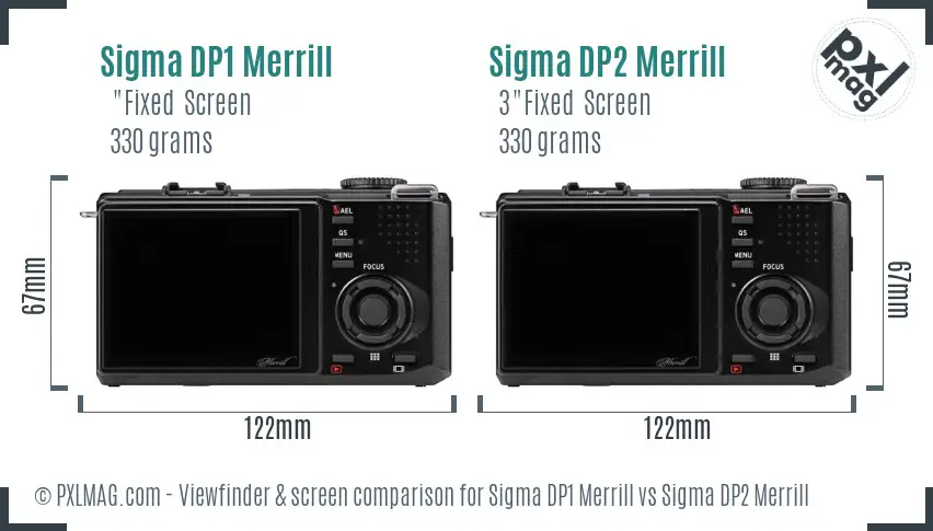 Sigma DP1 Merrill vs Sigma DP2 Merrill Screen and Viewfinder comparison