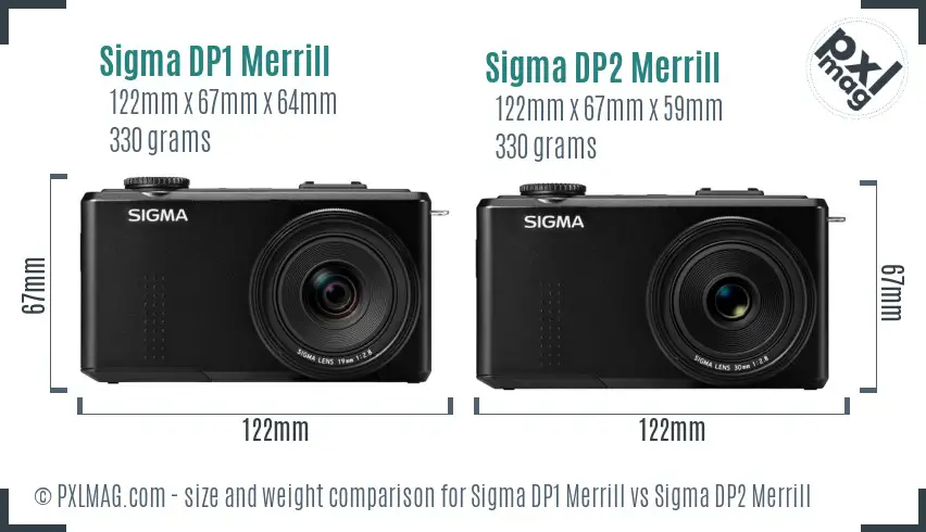 Sigma DP1 Merrill vs Sigma DP2 Merrill size comparison