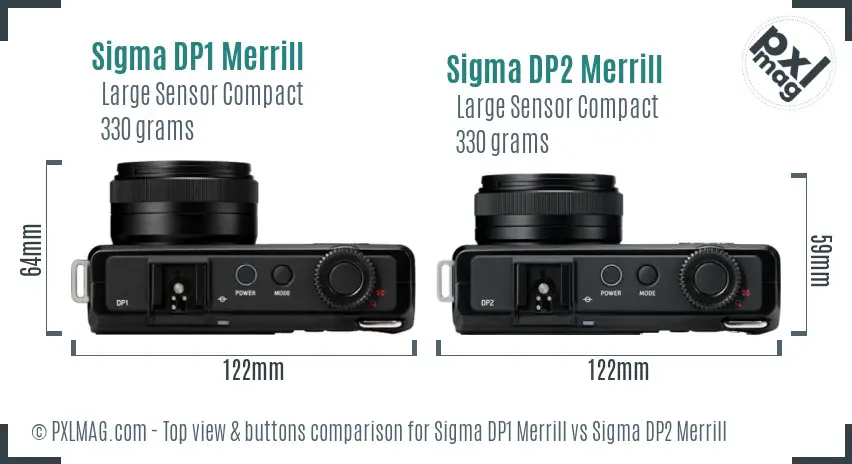 Sigma DP1 Merrill vs Sigma DP2 Merrill top view buttons comparison