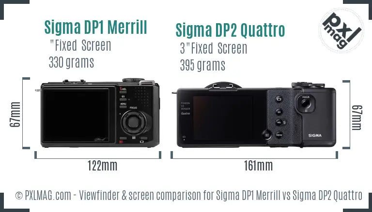 Sigma DP1 Merrill vs Sigma DP2 Quattro Screen and Viewfinder comparison