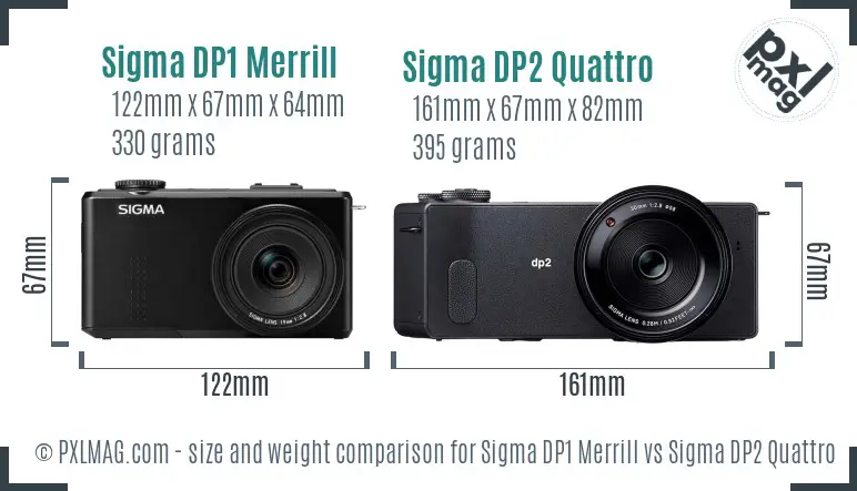 Sigma DP1 Merrill vs Sigma DP2 Quattro size comparison