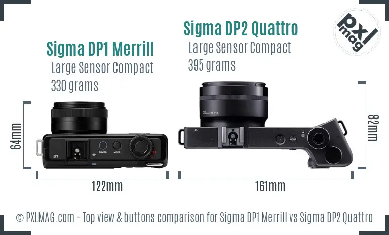Sigma DP1 Merrill vs Sigma DP2 Quattro top view buttons comparison
