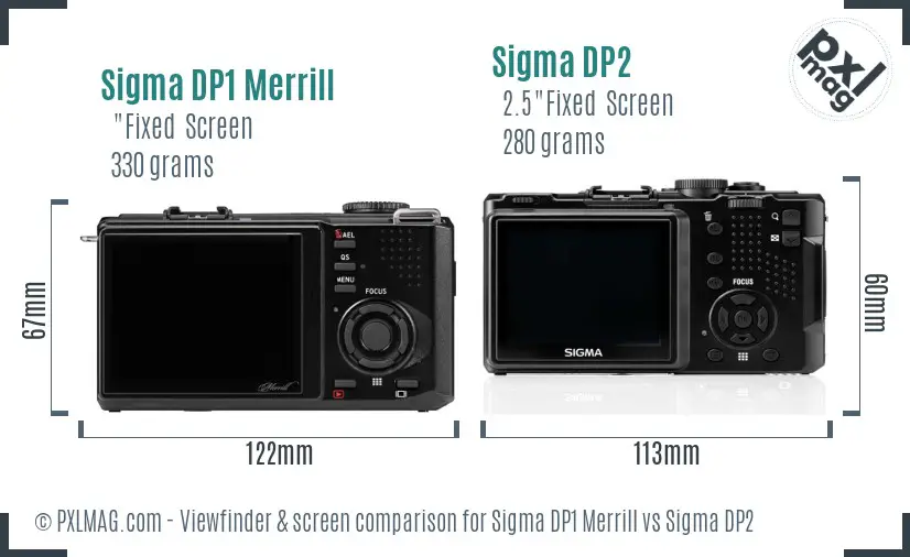 Sigma DP1 Merrill vs Sigma DP2 Screen and Viewfinder comparison