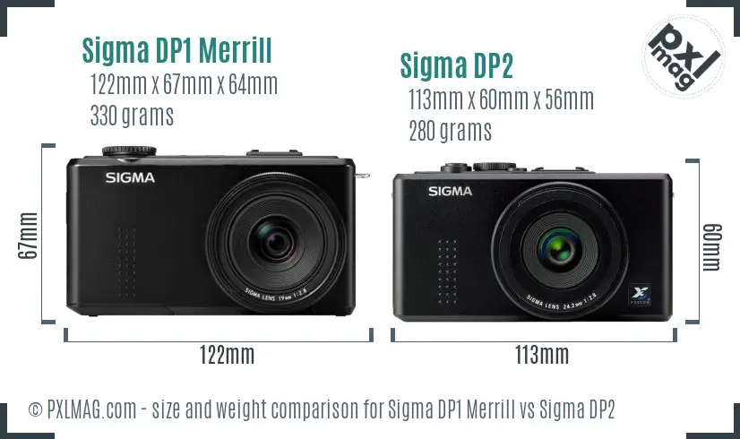 Sigma DP1 Merrill vs Sigma DP2 size comparison