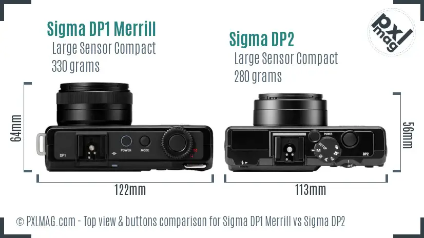 Sigma DP1 Merrill vs Sigma DP2 top view buttons comparison