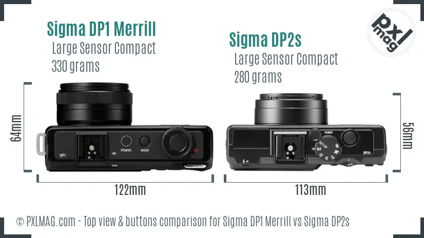 Sigma DP1 Merrill vs Sigma DP2s top view buttons comparison