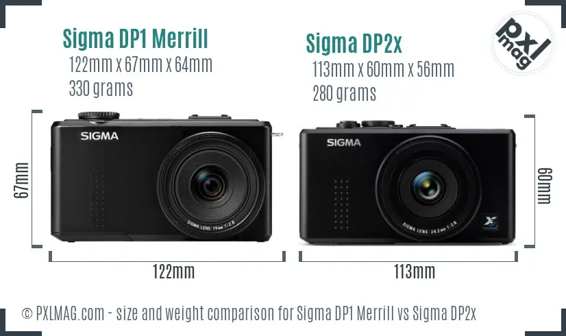 Sigma DP1 Merrill vs Sigma DP2x size comparison