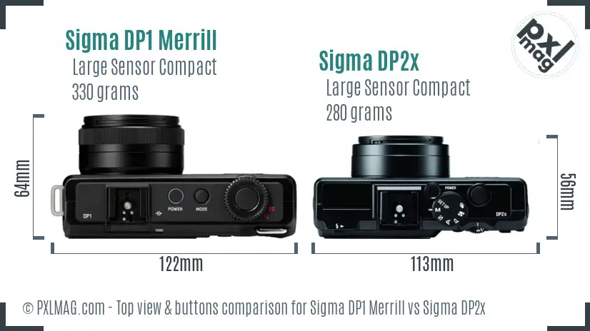 Sigma DP1 Merrill vs Sigma DP2x top view buttons comparison