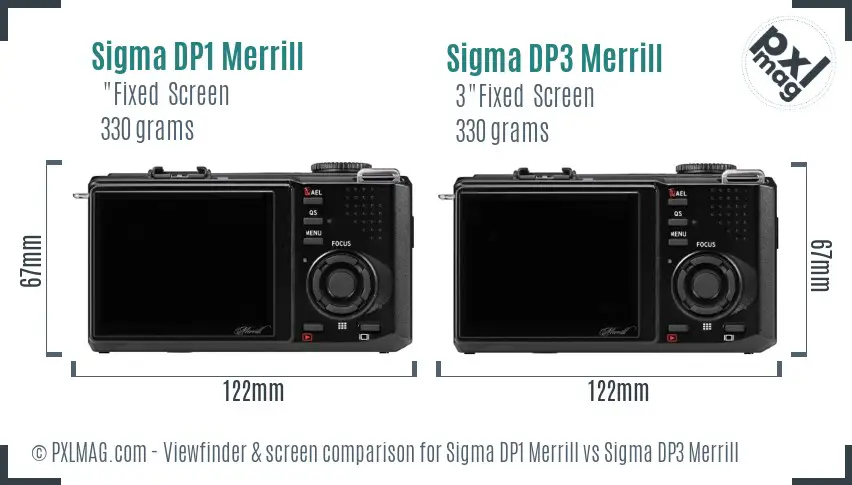 Sigma DP1 Merrill vs Sigma DP3 Merrill Screen and Viewfinder comparison