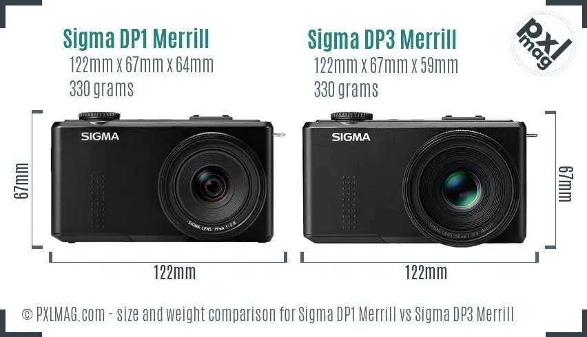 Sigma DP1 Merrill vs Sigma DP3 Merrill size comparison
