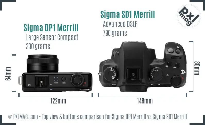 Sigma DP1 Merrill vs Sigma SD1 Merrill top view buttons comparison