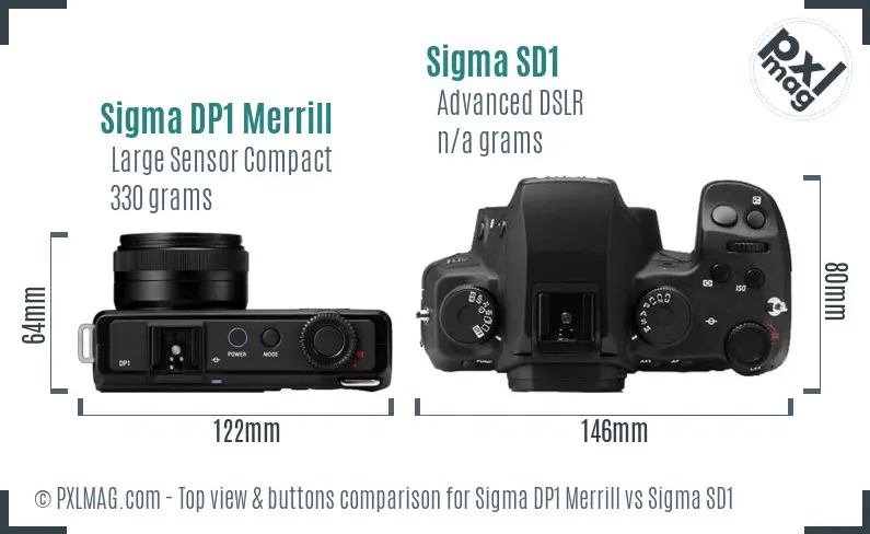 Sigma DP1 Merrill vs Sigma SD1 top view buttons comparison
