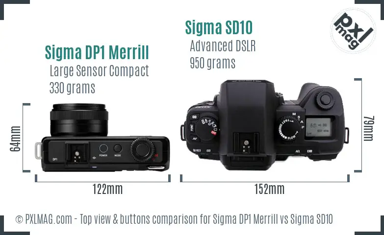 Sigma DP1 Merrill vs Sigma SD10 top view buttons comparison