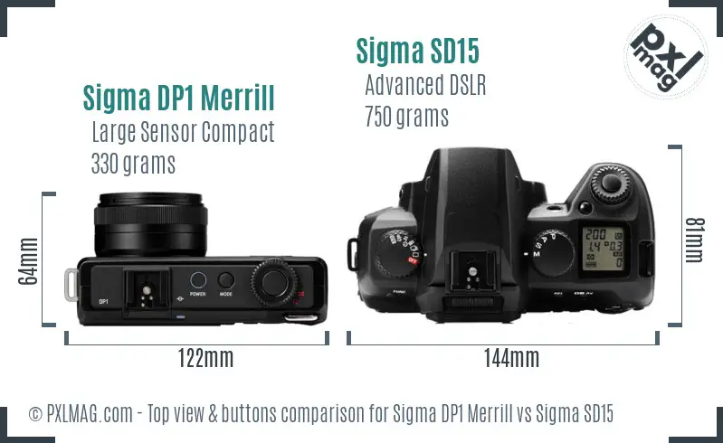 Sigma DP1 Merrill vs Sigma SD15 top view buttons comparison