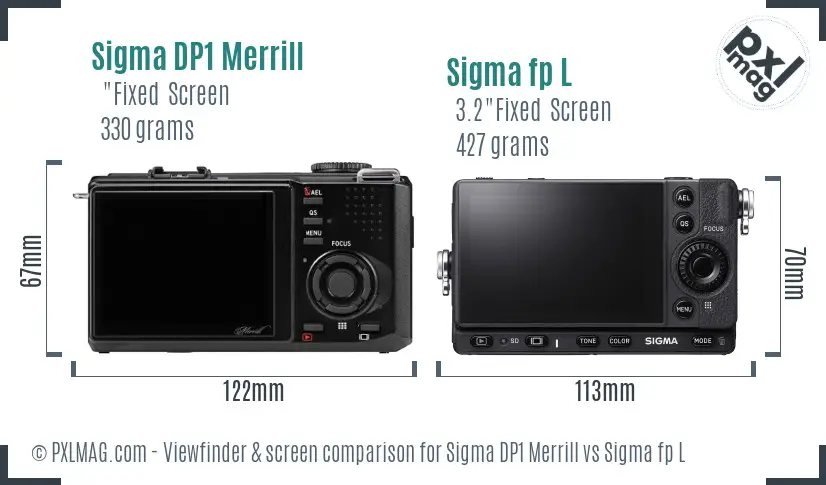 Sigma DP1 Merrill vs Sigma fp L Screen and Viewfinder comparison