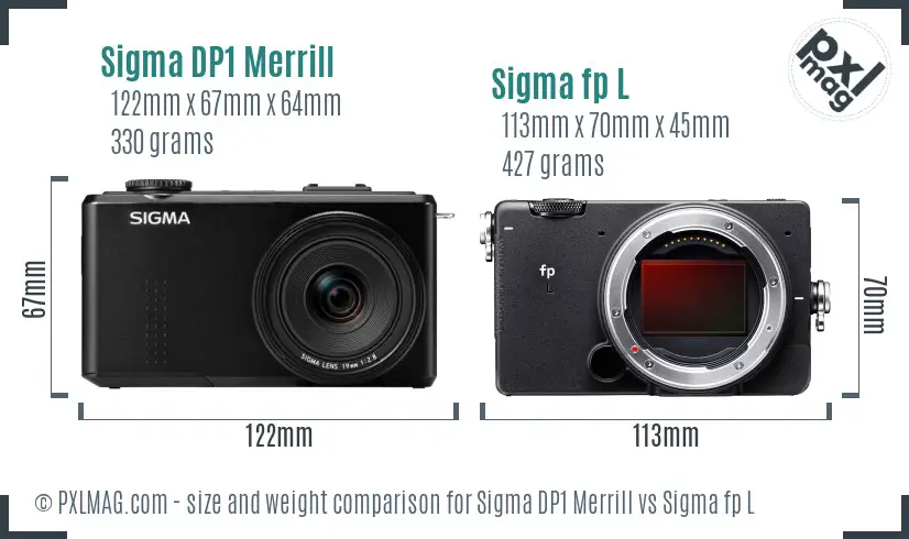 Sigma DP1 Merrill vs Sigma fp L size comparison